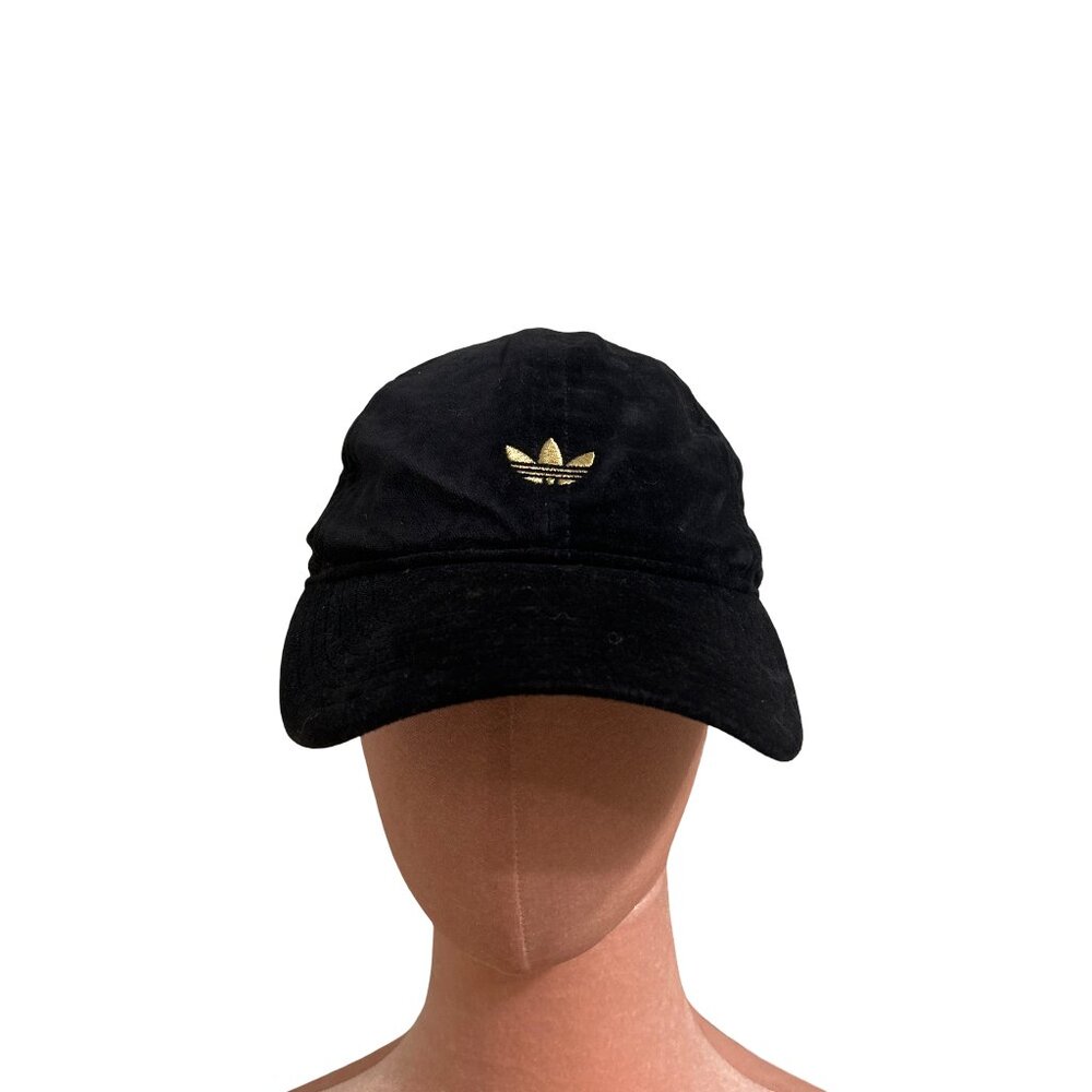 Vtg ADIDAS Originals Hat Womens Dark Navy Gold Trefoil Logo OSFW Y2K 90s Cap